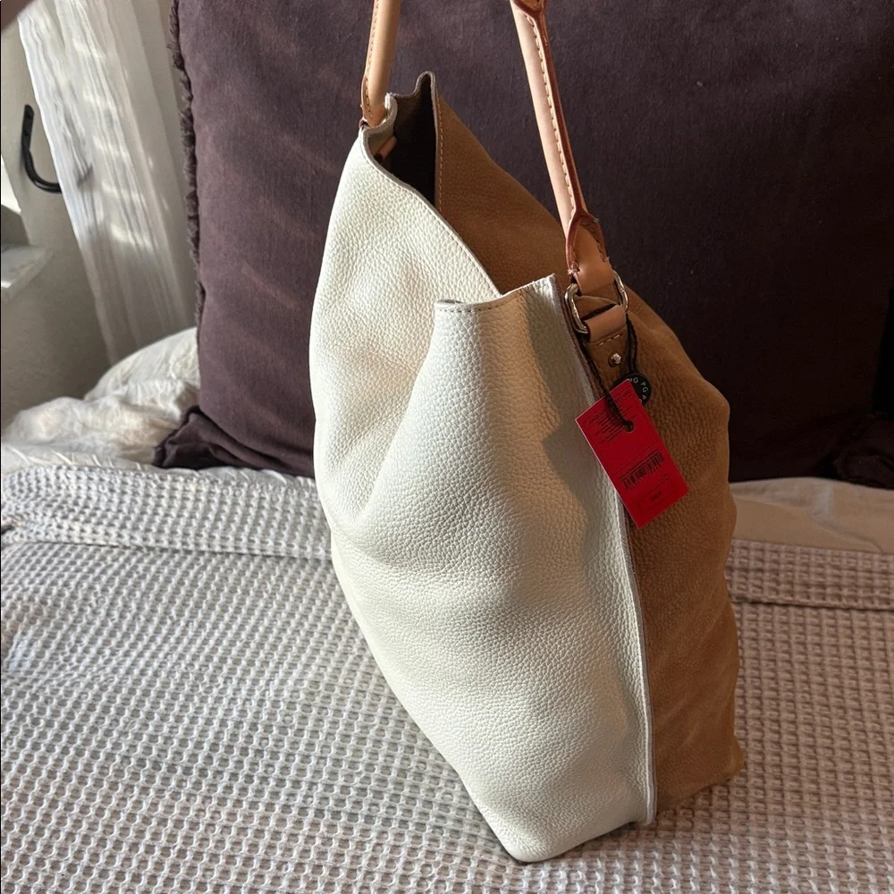 Carolina Herrera Delphine Ivory and Tan Hobo Bag - Picture 2 of 8